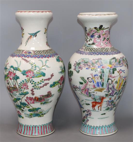 Two Chinese famille rose vases, Kangxi marks tallest 40.5cm